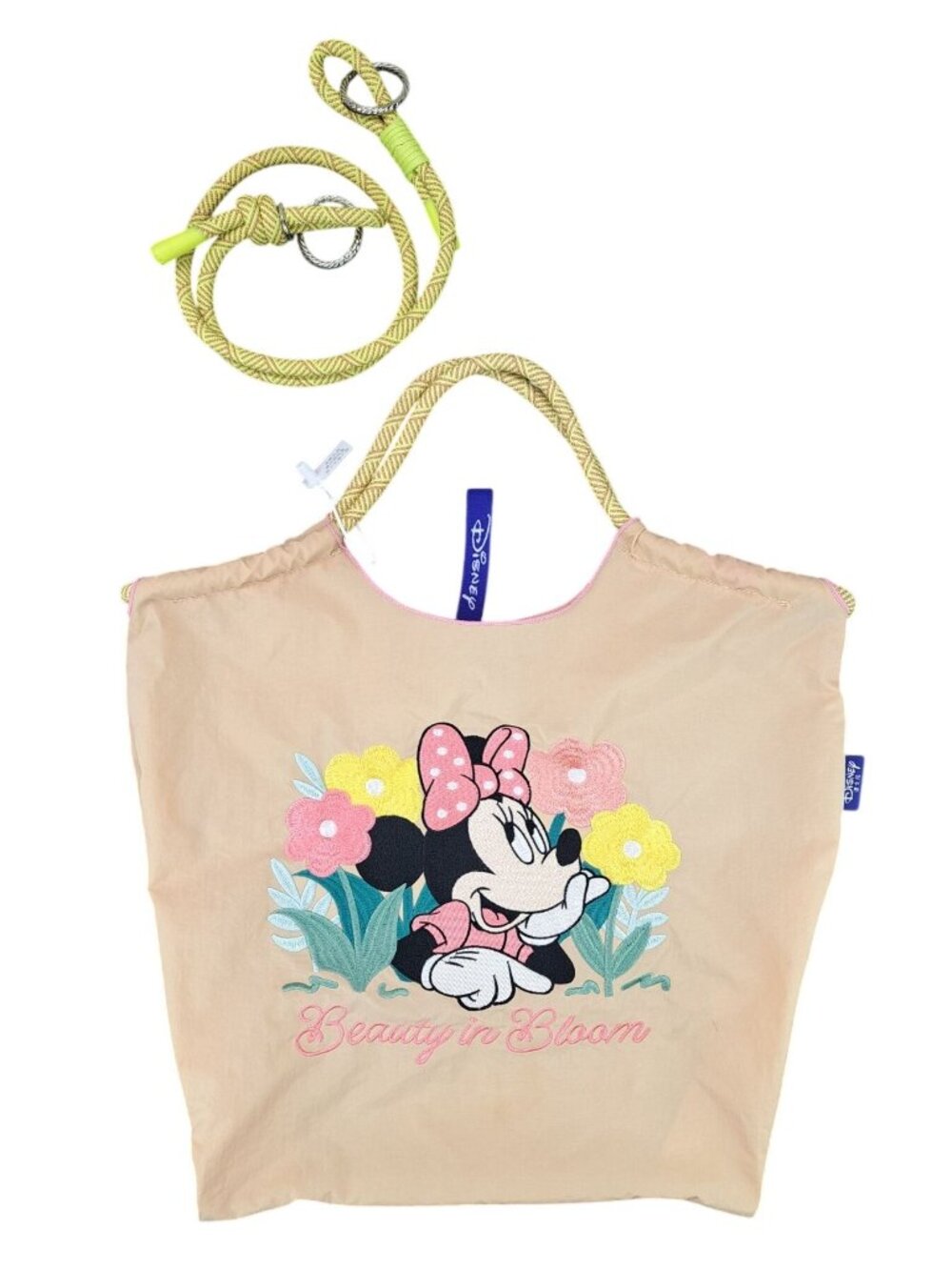 Disney Minnie Mouse Beauty In Bloom Tan Tote Bag Embroidered New Without Tags - Picture 3 of 10